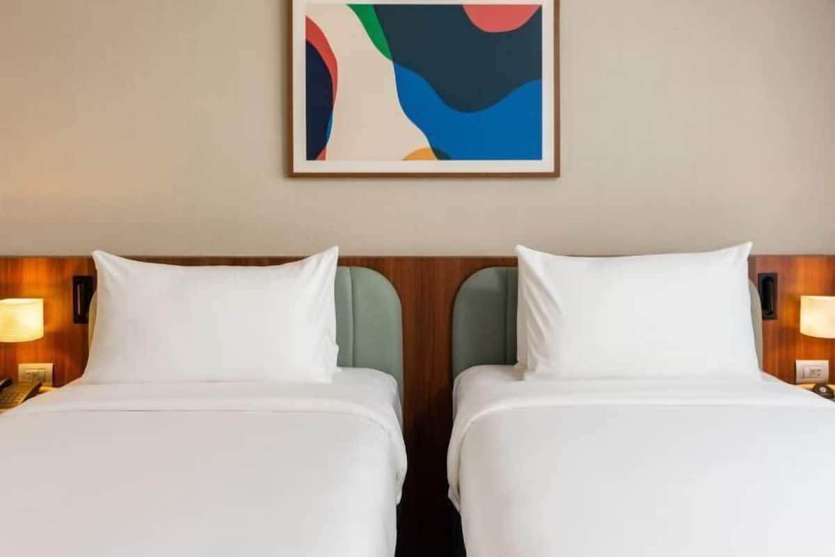 In-room safe, desk, laptop workspace, blackout curtains