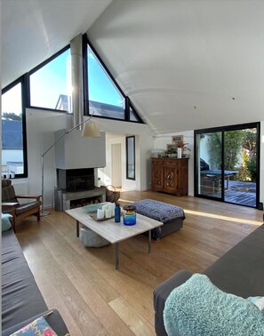 TV, fireplace, table tennis, books