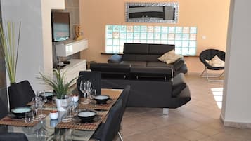 TV, fireplace, video games, DVD player