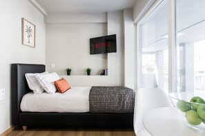 1 makuuhuone, vauvan matkasänky, ilmainen Wi-Fi, vuodevaatteet