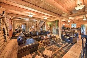 TV, fireplace, DVD player, foosball