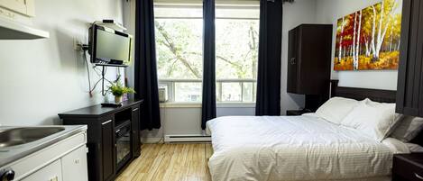 1 habitación, escritorio y espacio para trabajar con laptop