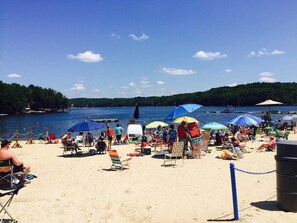 Beach nearby, sun loungers
