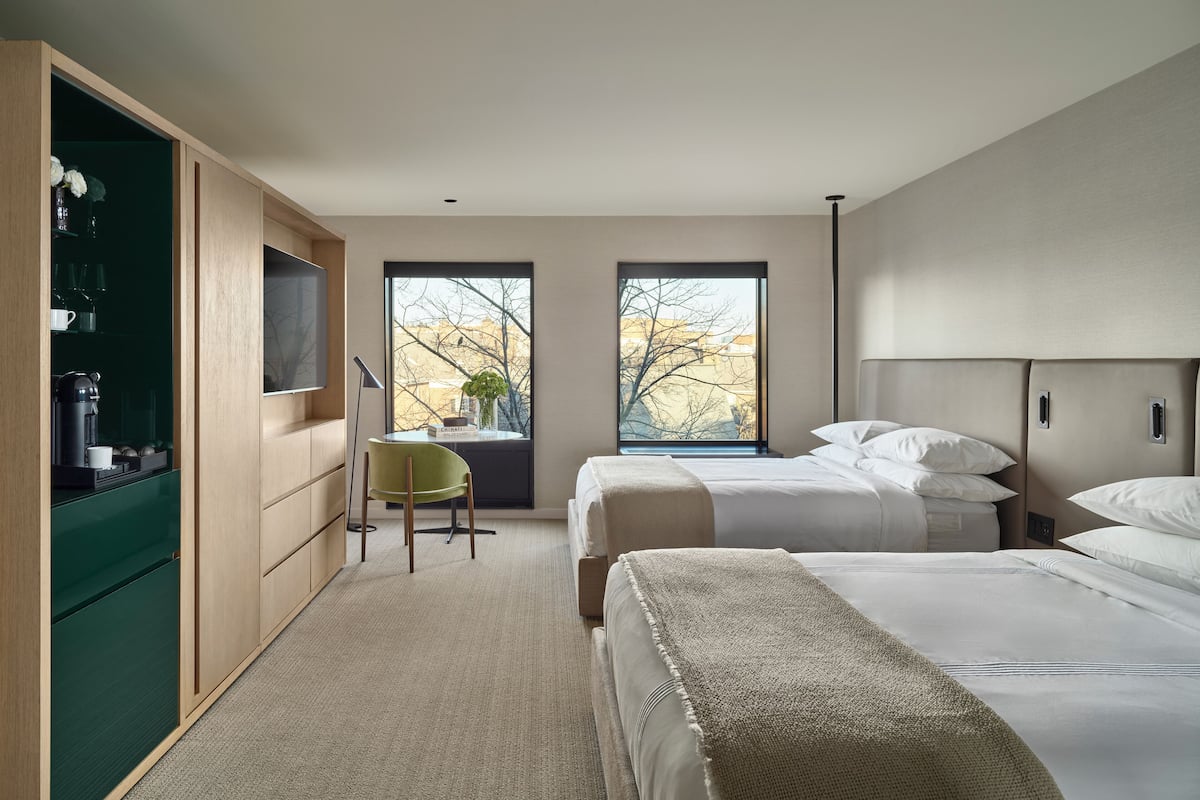 Premium Room, 2 Queen Beds, Mobility Accessible, Bathtub | Frette Italian sheets, premium bedding, down comforters