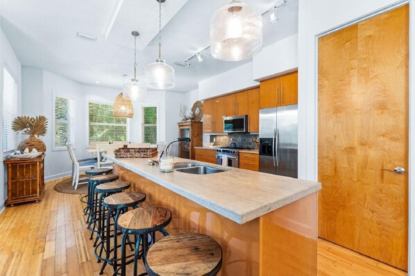 Townhome, Multiple Beds (Off the Hook) | Private kitchen | Full-size fridge, microwave, oven, stovetop - Off the Hook by Beachside Management (Siesta Key)