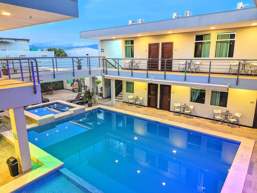 Outdoor pool, sun loungers