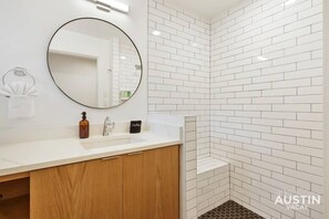 Eco-friendly toiletries, hair dryer, towels, soap