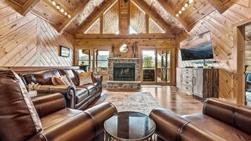 Smart TV, chimenea, videojuegos, reproductor de DVD