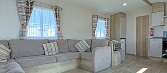 Spacious caravan with one double and two twin.