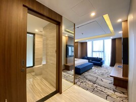 Free toiletries, hair dryer, bathrobes, slippers