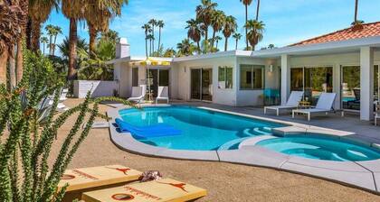 Blue Door at Indian Canyons – Mid-Century Retreat with Pool, Spa, Golf Course and Mountain Views