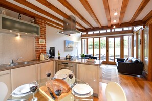 Fridge, microwave, dishwasher, cookware/dishes/utensils - Two Chantry Barns, Orford (Woodbridge)