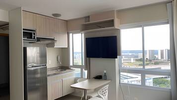Apartment | Private kitchen | Full-size fridge, microwave, coffee/tea maker, toaster