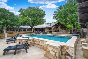 Pool - Directly ON THE Frio river, with a private pool and room for up to 37! (Concan)