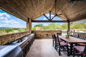 Outdoor dining - Private pool, volleyball, basketball, outdoor fireplace & less than 5-minute drive to THE Frio River (Concan)