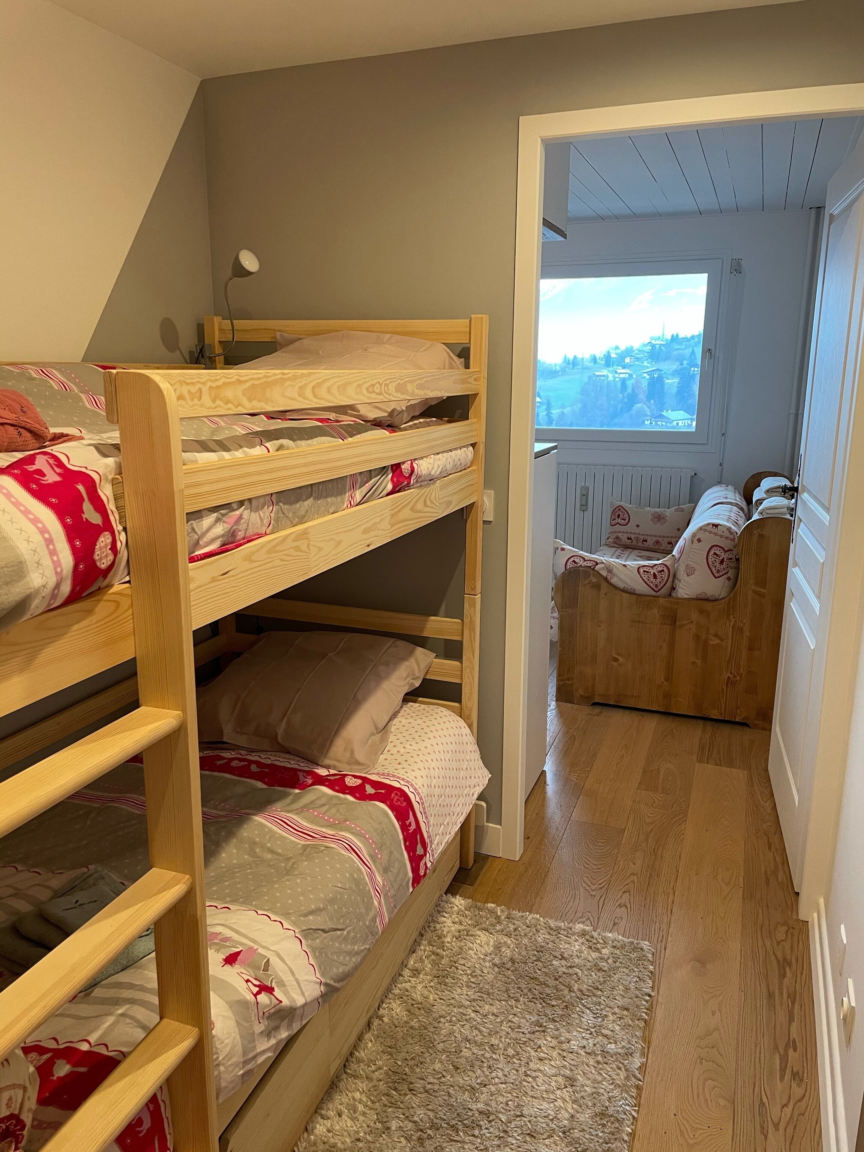 2 bedrooms, iron/ironing board, travel crib, bed sheets