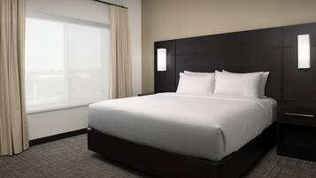 Individually furnished, desk, laptop workspace, blackout drapes