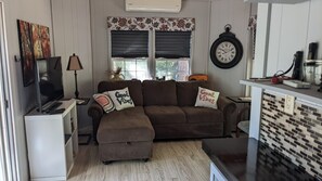 智能電視、壁爐、DVD 播放機、書籍