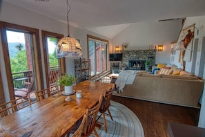 TV, fireplace, DVD player, stereo
