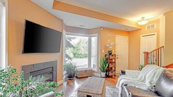 TV, fireplace, offices