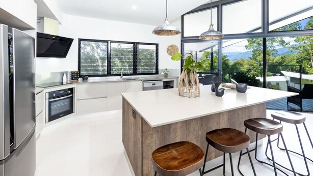 Private kitchen - Treetops Retreat: A Serene Rainforest Escape with Mountain Views (Brinsmead)