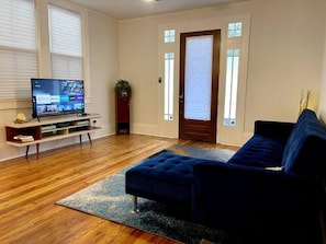 Smart TV, DVD player, books, video library