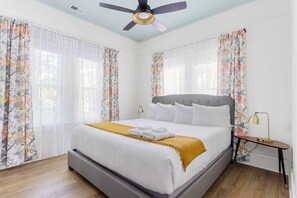 3 bedrooms, memory-foam beds, desk, iron/ironing board