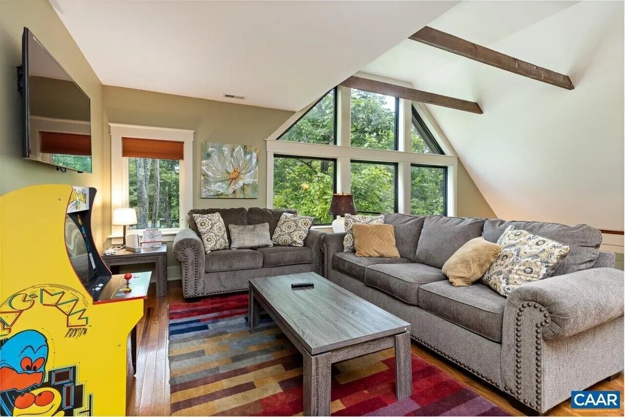 Smart TV, fireplace, video games, books