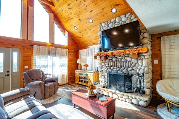 TV, fireplace, DVD player