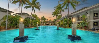 Poolside at Temple Resort: A Lush Tropical Escape