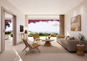 Deluxe Bungalow, 2 Bedrooms, Sea View, Garden Area | Minibar, desk, soundproofing, free WiFi