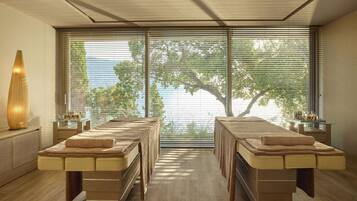 Sauna, hot tub, body treatments, hot stone massages