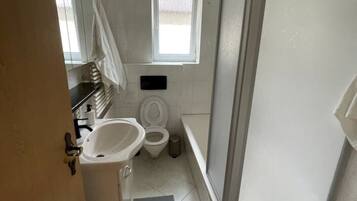 Shower, soap, toilet paper