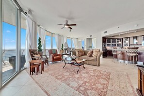 TV, DVD player, books, stereo