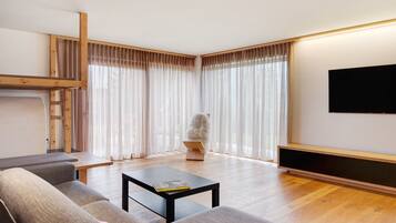 Televisión, chimenea y tenis de mesa