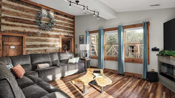 TV, fireplace, offices