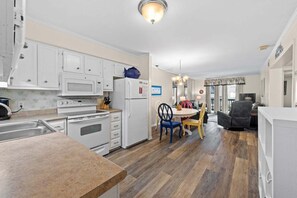 Fridge, microwave, dishwasher