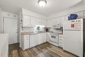 Fridge, microwave, dishwasher