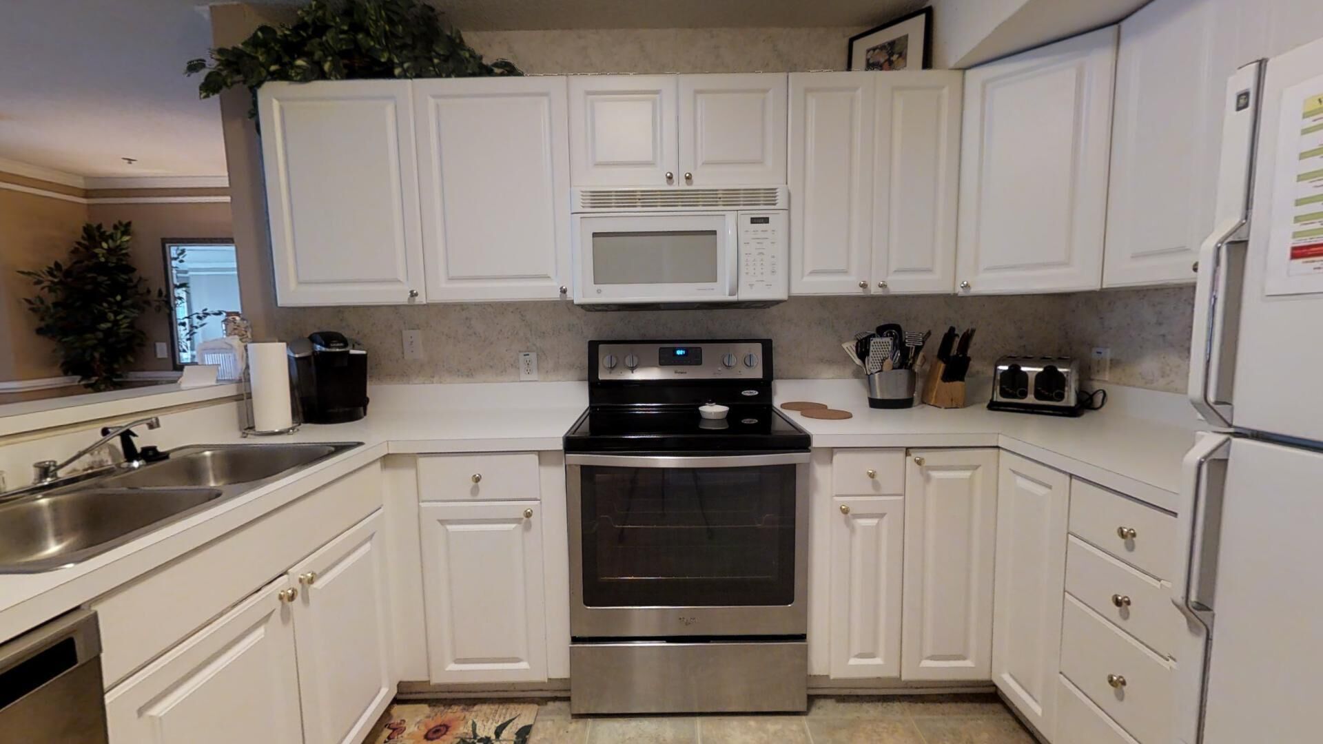 Fridge, microwave, dishwasher