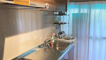 Fridge, microwave, electric kettle