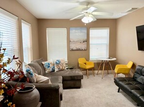 Smart TV, fireplace, computer monitors