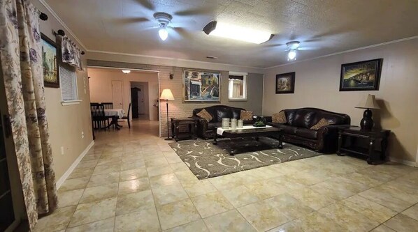 Smart TV, fireplace, video games, books