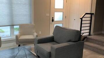 Televisión, chimenea, futbolito y libros