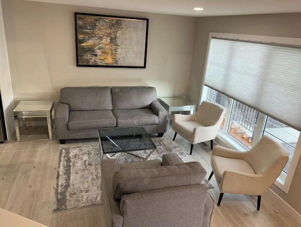 Télévision, cheminée, baby-foot, livres