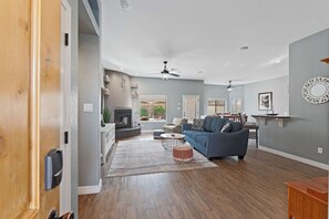 Smart TV, fireplace, video games, books