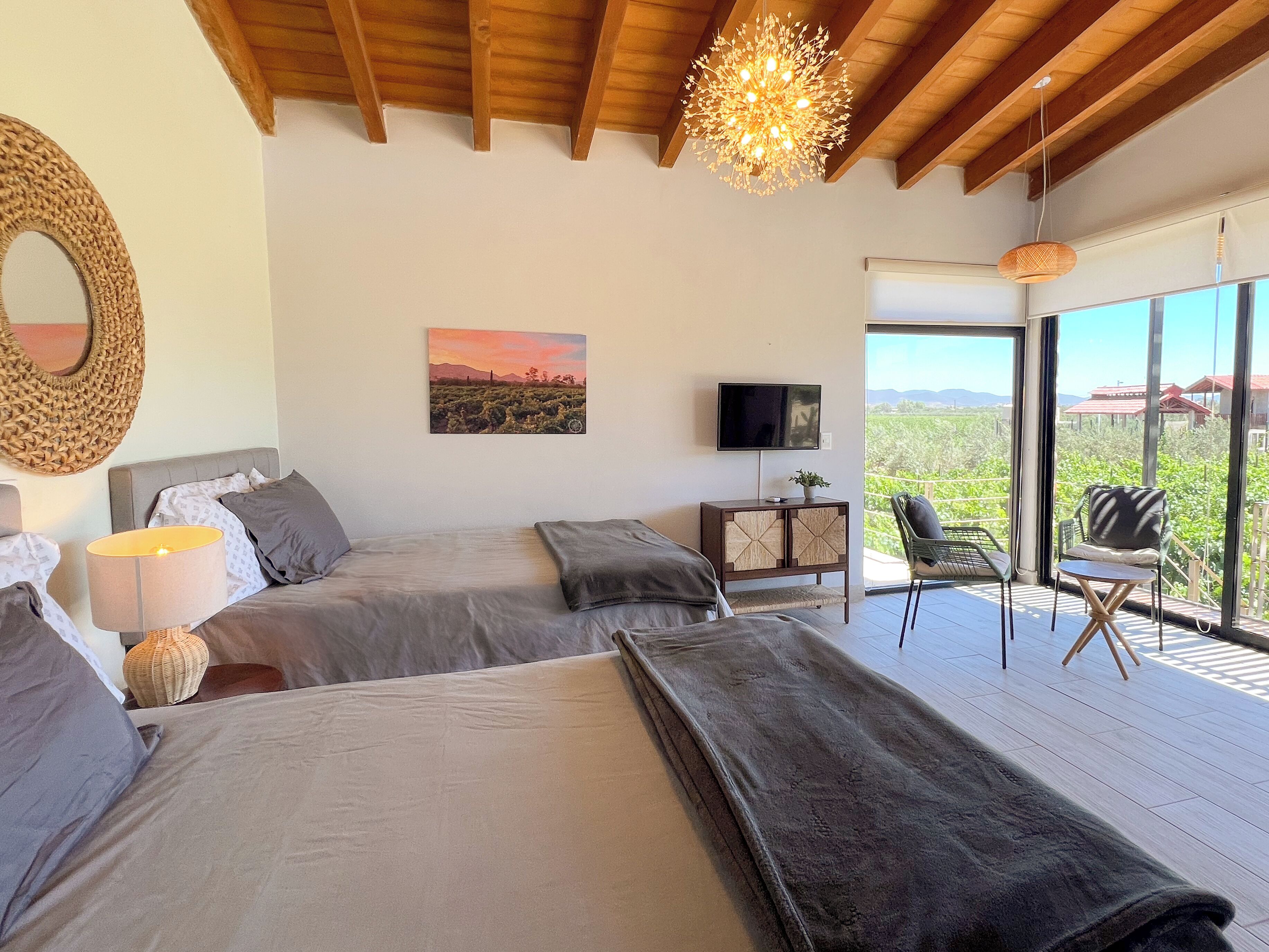 Habitación doble, vista al viñedo | Caja de seguridad en la habitación y tabla de planchar con plancha 