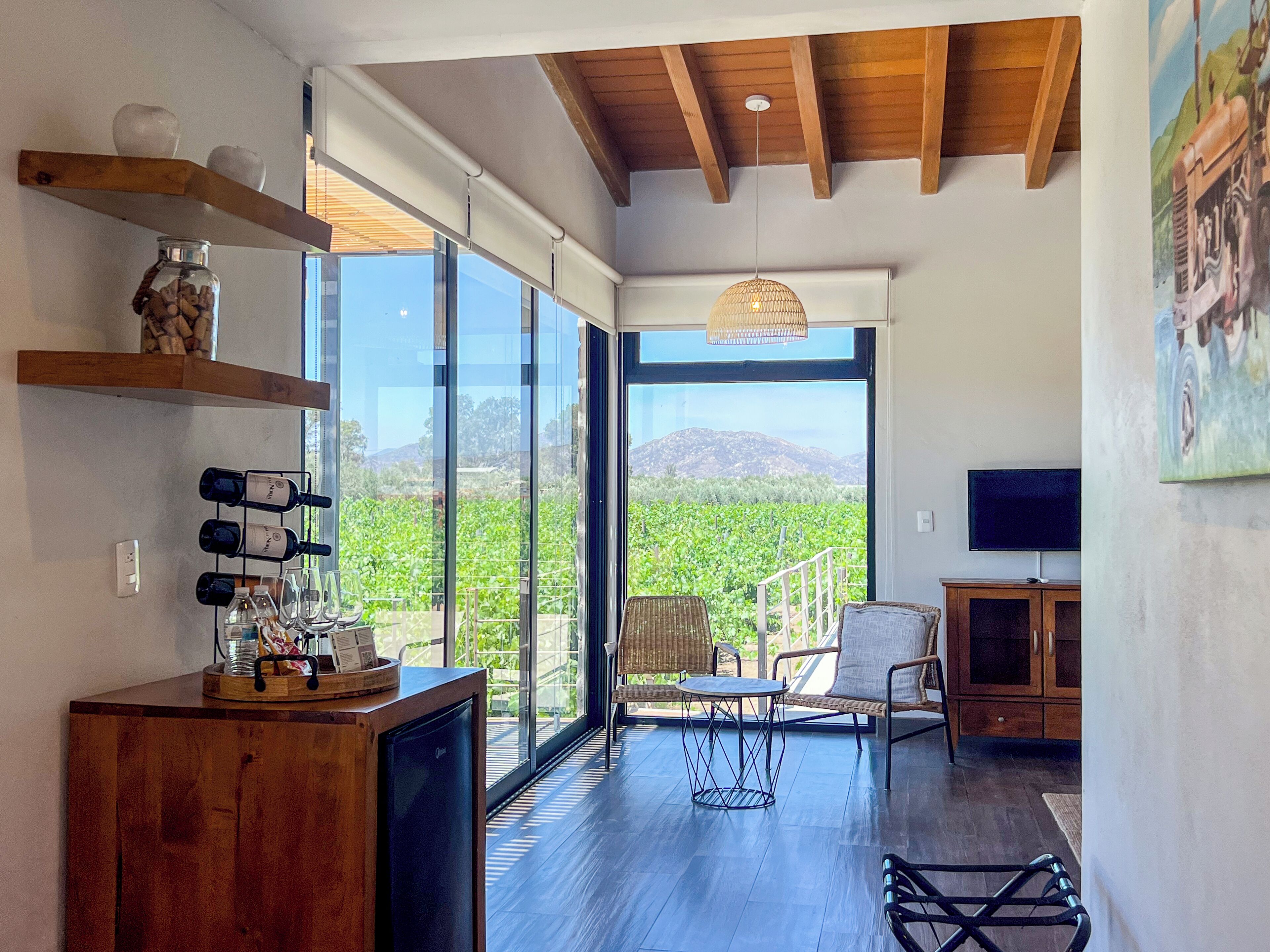 Habitación Deluxe doble, vistas al viñedo | Caja fuerte, tabla de planchar con plancha, wifi gratis y ropa de cama