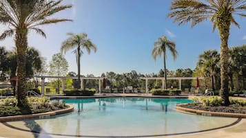 Outdoor pool, sun loungers