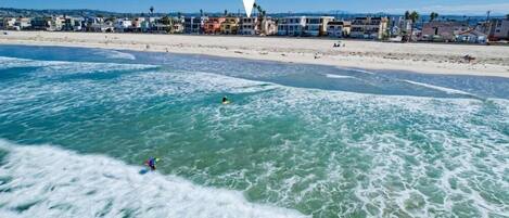On the beach, beach towels