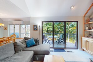 Televisión, chimenea y libros 